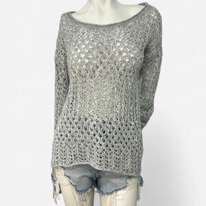 Hollister grey crochet sweater